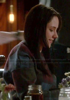 Brenna’s plaid sweater on Chasing Life