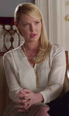 Charlie's white notched blouse on State of Affairs