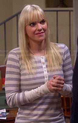 WornOnTV: Christy’s grey striped henley top on Mom | Anna Faris ...