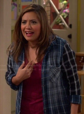 Cristela's mixed plaid print shirt on Cristela