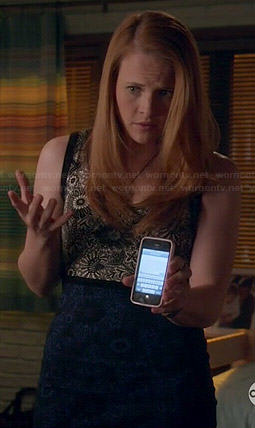 Daphne's black, white and blue floral dress on Switched at Birth