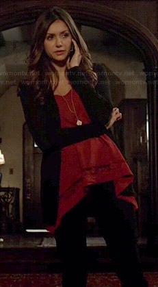 WornOnTV: Elena's red top with lace stripe hem on The Vampire Diaries |  Nina Dobrev | Clothes and Wardrobe from TV