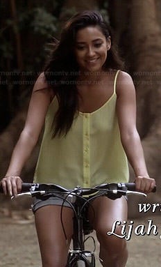 Emily’s yellow button front cami on Pretty Little Liars