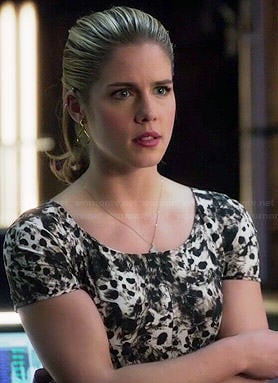 Felicity's fur printed dress on Arrow