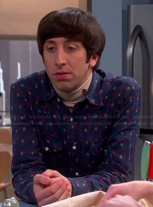 Howard’s navy printed shirt on The Big Bang Theory