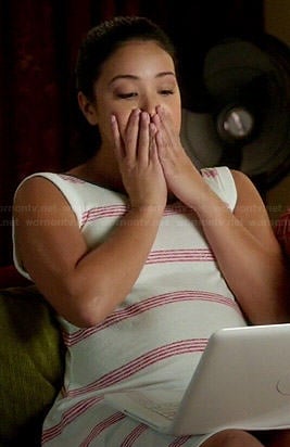 Jane’s white dress with red stripes on Jane the Virgin