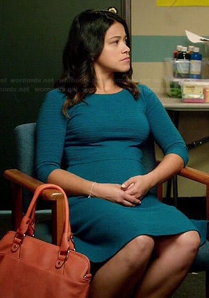 Jane’s blue textured dress on Jane the Virgin