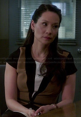 WornOnTV: Joan’s brown colorblock dress on Elementary | Lucy Liu ...