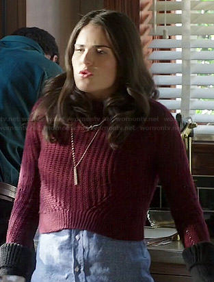 Laurel’s red cropped sweater on How to Get Away with Murder