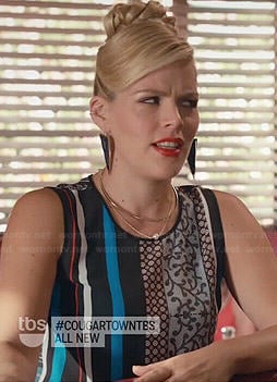 Laurie's mixed print sleeveless top on Cougar Town