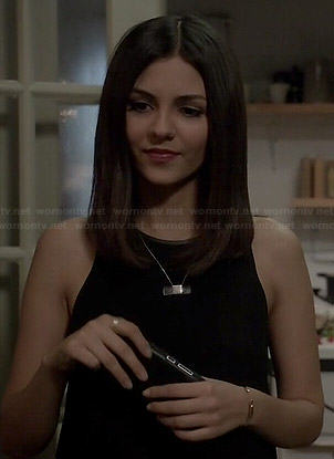 Lindy's black leather trim tank top on Eye Candy