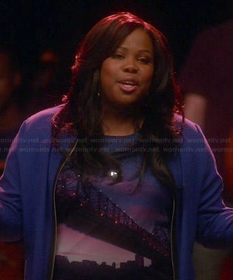 Mercedes’s Brooklyn bridge graphic top on Glee