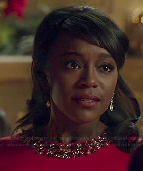 Michaela’s red beaded neck dress on How to Get Away with Murder