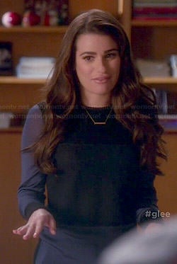 Rachel’s blue and black colorblock sweater on Glee