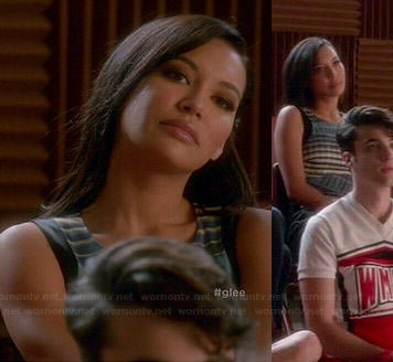 Santana's blue printed front dress on Glee