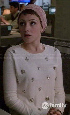 April’s white embellished sweater on Chasing Life