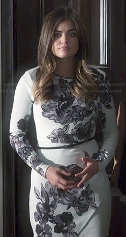 Aria’s mint green floral long sleeve dress on Pretty Little Liars
