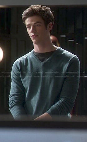 Barry's green v-neck sweater on The Flash