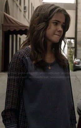 Callie's blue sweatshirt with plaid back on The Fosters