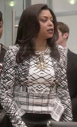 Cookie’s black and white printed peplum sweater on Empire