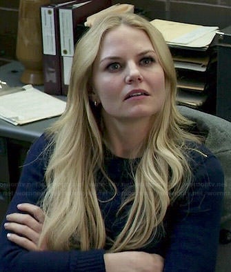 Emma's navy blue sweater with zip shoulders on Once Upon a Time