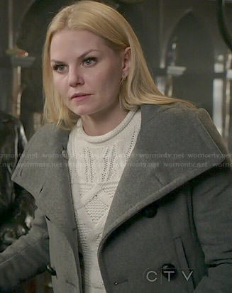 Emma's cable knit sweater and grey coat on Once Upon a Time