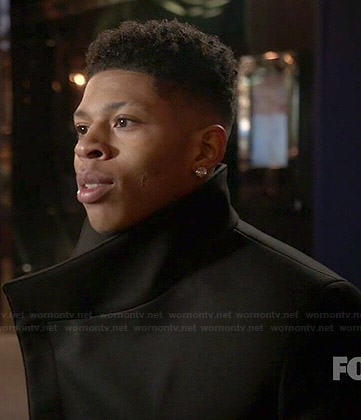 Hakeem’s black funnel neck coat on Empire