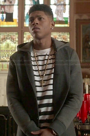 Hakeem’s graduated striped shirt and hooded blazer on Empire