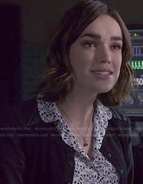 Jemma's key print blouse on Agents of SHIELD