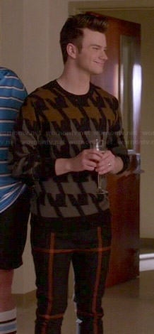 Kur'ts colorblock houndstooth print sweater on Glee