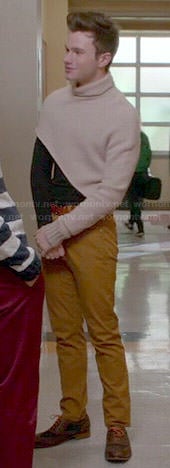 Kurt’s beige asymmetric turtleneck sweater on Glee
