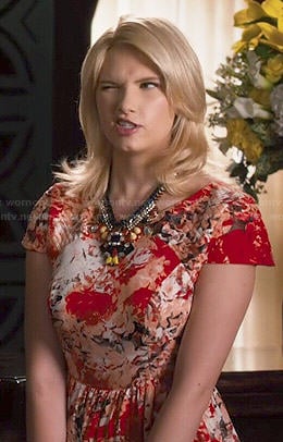 Magnolia's red abstract painted print dress on Hart of Dixie