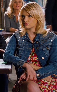 Magnolia's floral dress and studded denim jacket on Hart Of Dixie