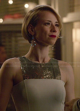 Margaux's white and silver sequin panel dress on Revenge