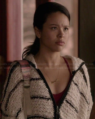Mariana's striped knit hoodie on The Fosters
