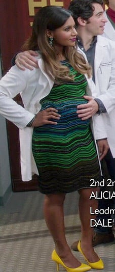 Mindy's green striped dress on The Mindy Project