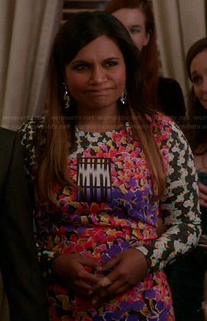 Mindy's mixed floral print long sleeve dress on The Mindy Project