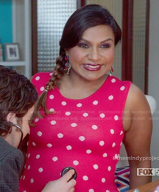 Mindy's red and white polka dot dress on The Mindy Project