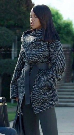 Olivia’s black tweed wrap coat on Scandal