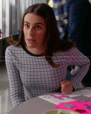 Rachel’s baby blue houndstooth sweater on Glee
