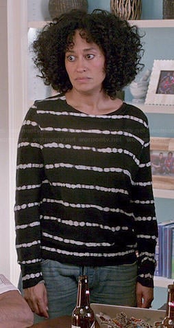 Rainbow’s black tie dyed sweater on Black-ish