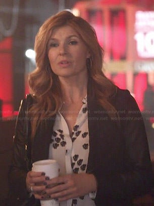 Rayna’s white spot printed blouse on Nashville