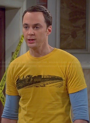 Sheldon’s yellow train t-shirt on The Big Bang Theory