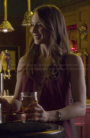 Spencer's burgundy triangle lace inset dress on Pretty Little Liars