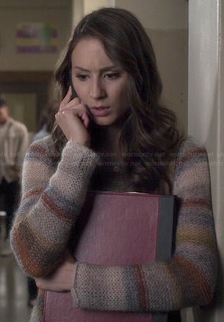 Spencer’s striped knit sweater on Pretty Little Liars