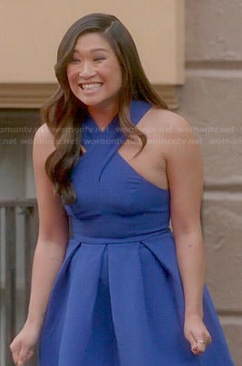 Tina's blue cross neck dress on Glee