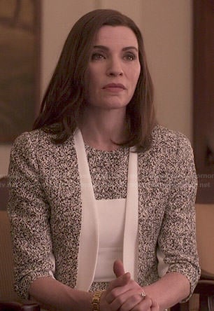 Alicia's speckled print jacket and dress set on The Good Wife