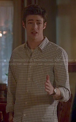 Barry's grey gingham check shirt on The Flash