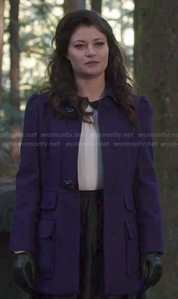 Belle's purple coat and white collared top on Once Upon a Time