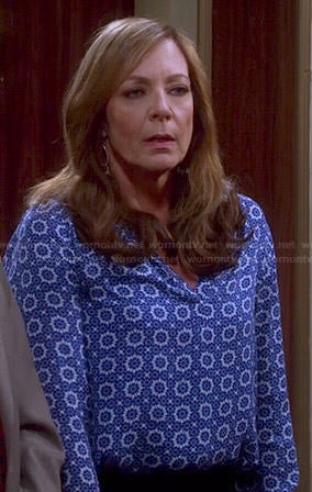 Bonnie’s blue printed blouse on Mom